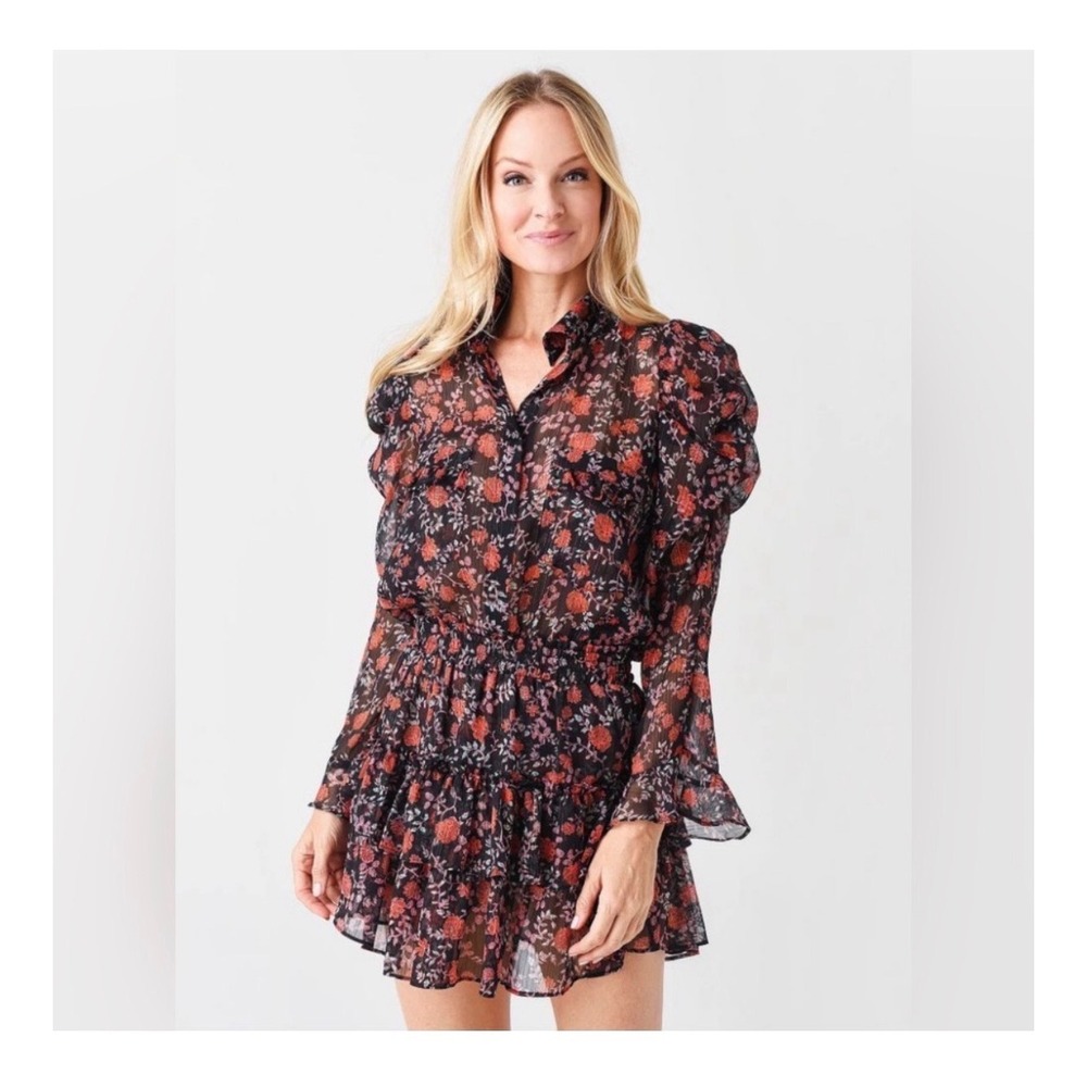 Misa Los Angeles Anika Floral Smocked Waist Mini Dress, size XS